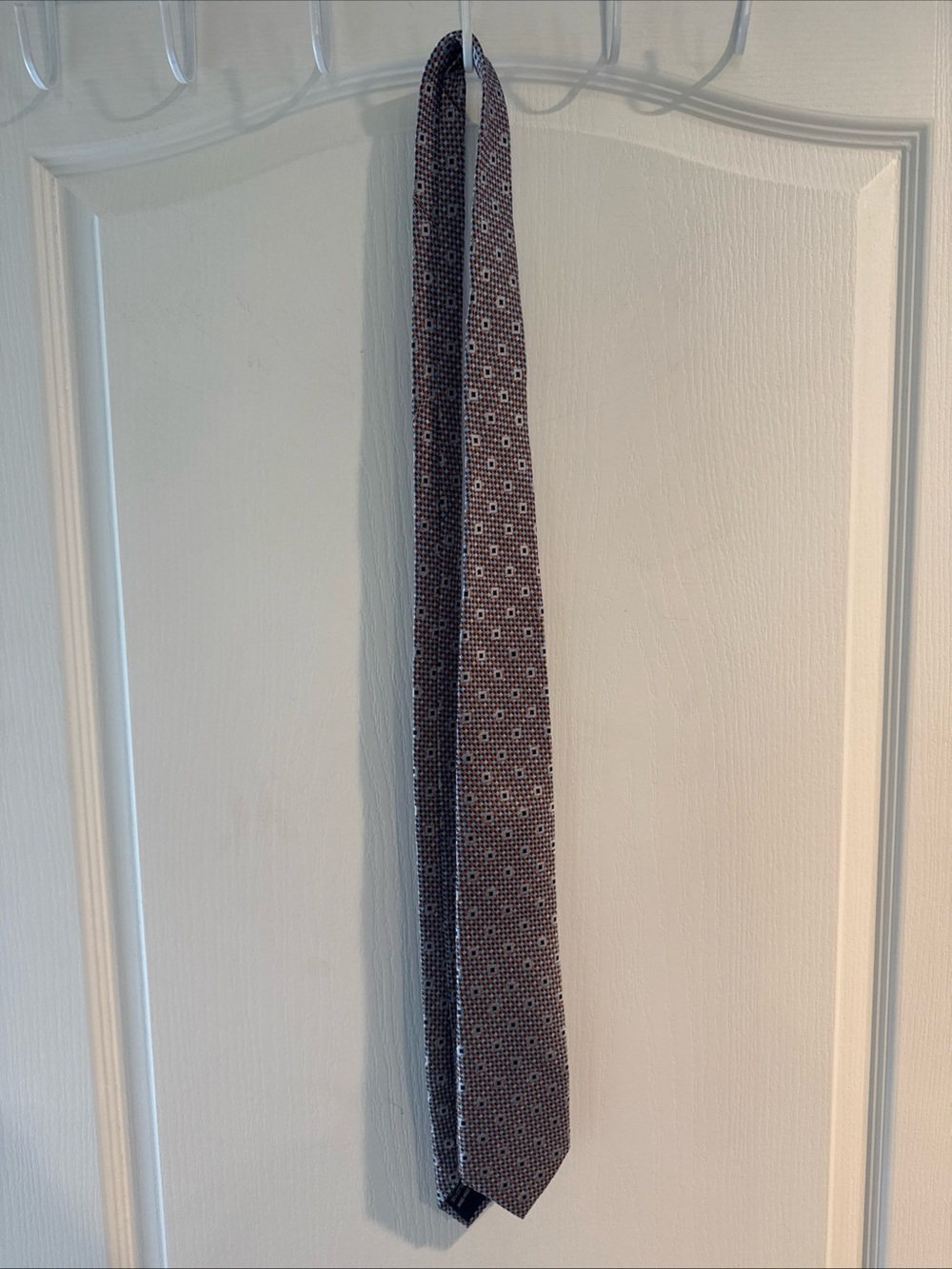 Bruno Marchesi Geometric Silk Tie in Orange and Blue